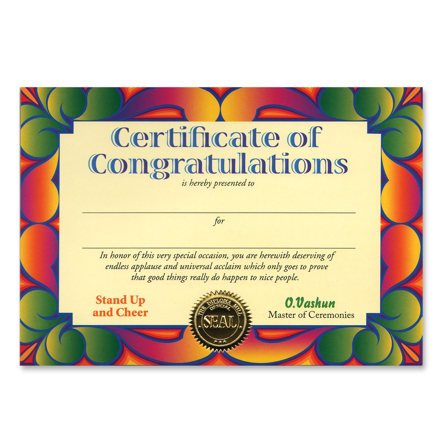 Beistle Certificate Of Congratulations