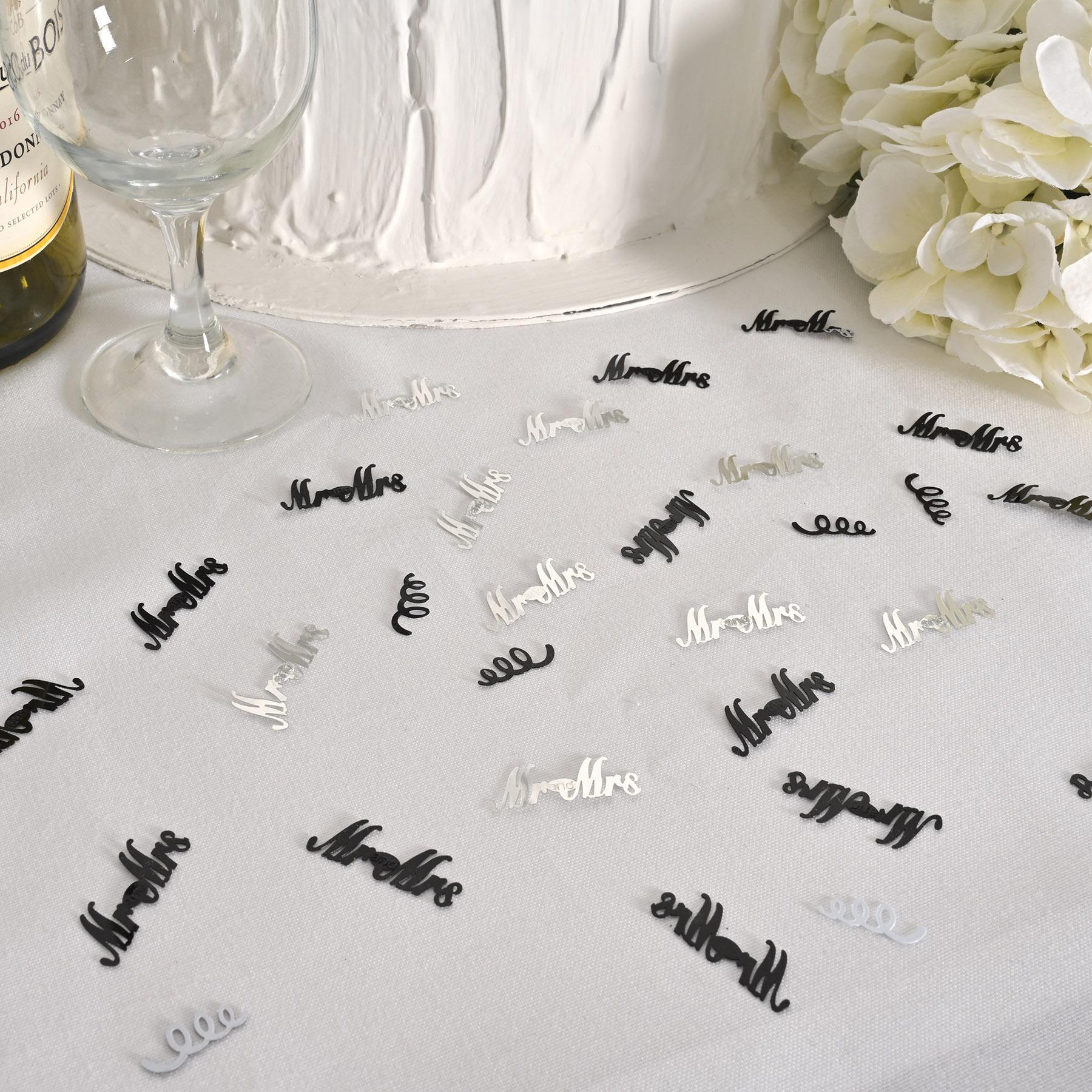 Mr & Mrs Wedding Confetti - black & silver (0.5 Oz/Pkg)