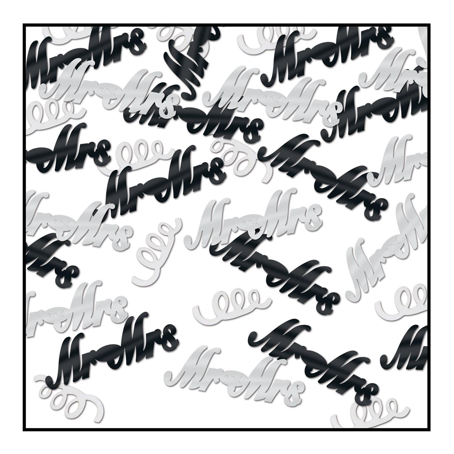 Mr & Mrs Wedding Confetti - black & silver (0.5 Oz/Pkg)