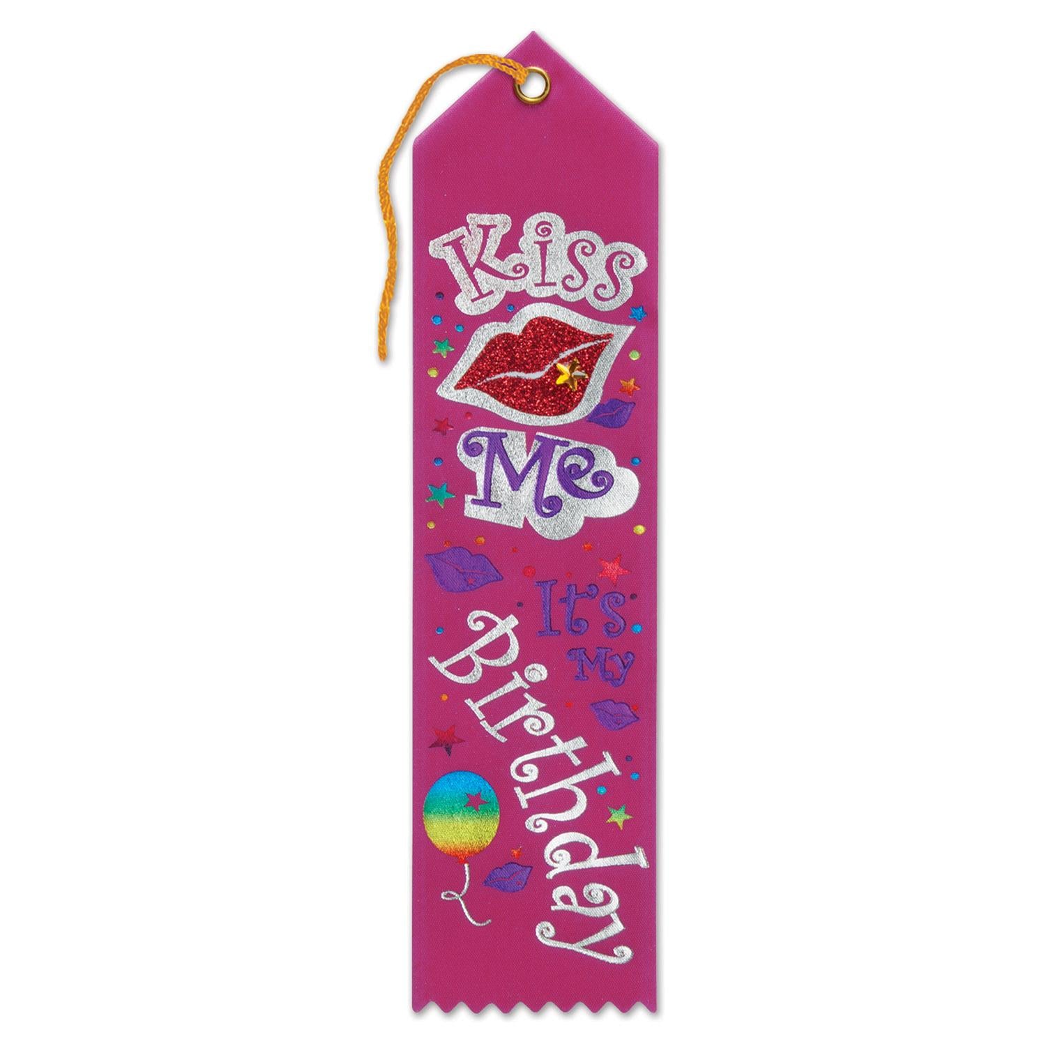 Beistle Kiss Me - It's My Birthday Jeweled Ribbon