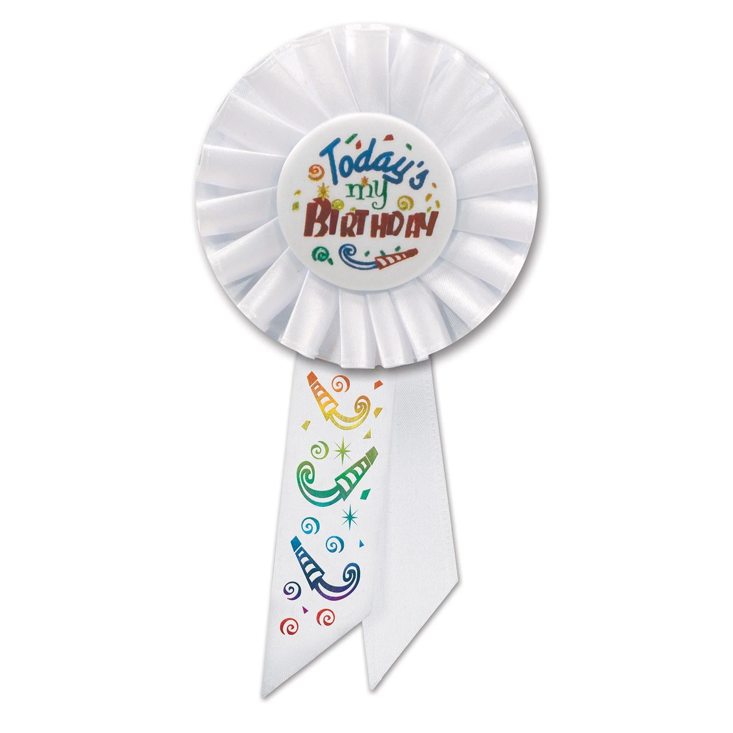 Beistle Today's My Birthday Rosette- White