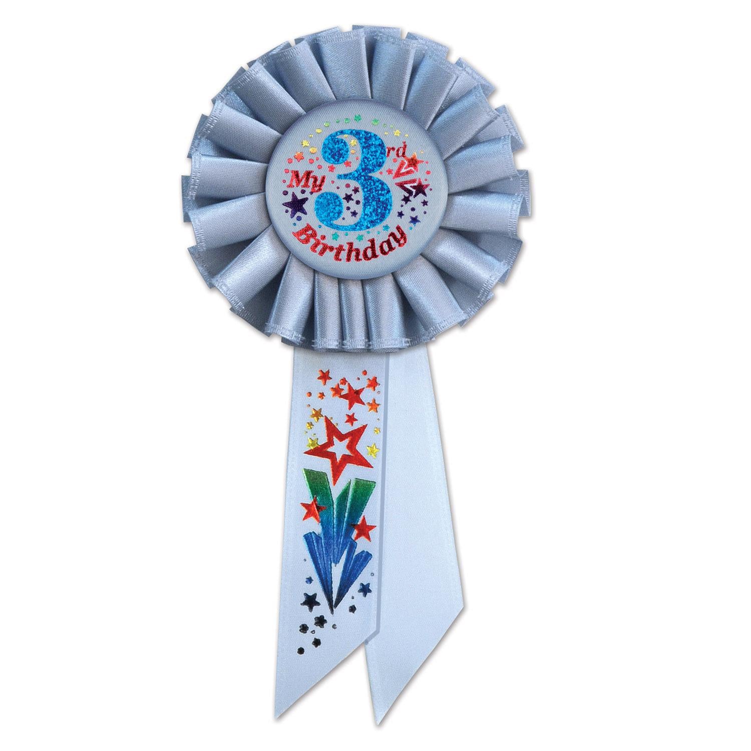 Beistle My 3rd Birthday Rosette - blue