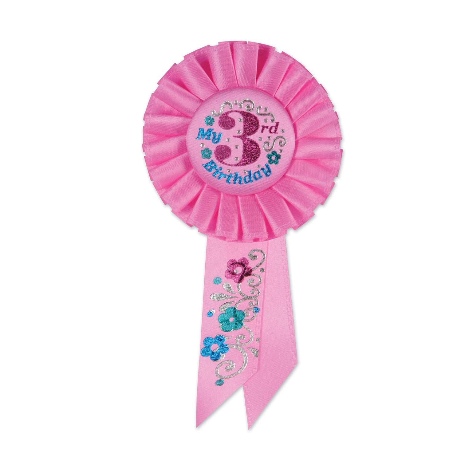 Beistle My 3rd Birthday Rosette - pink