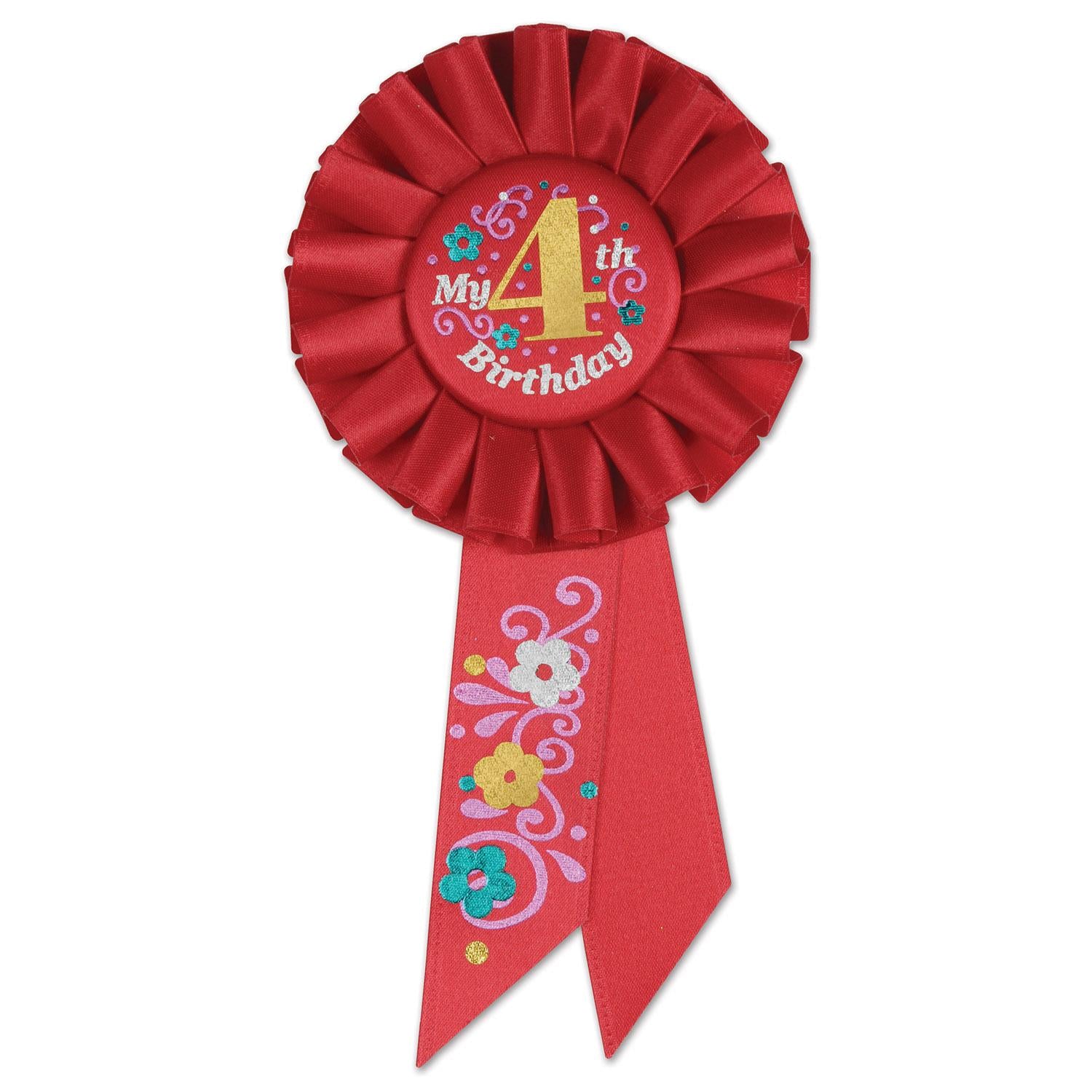 Beistle My 4th Birthday Rosette - red