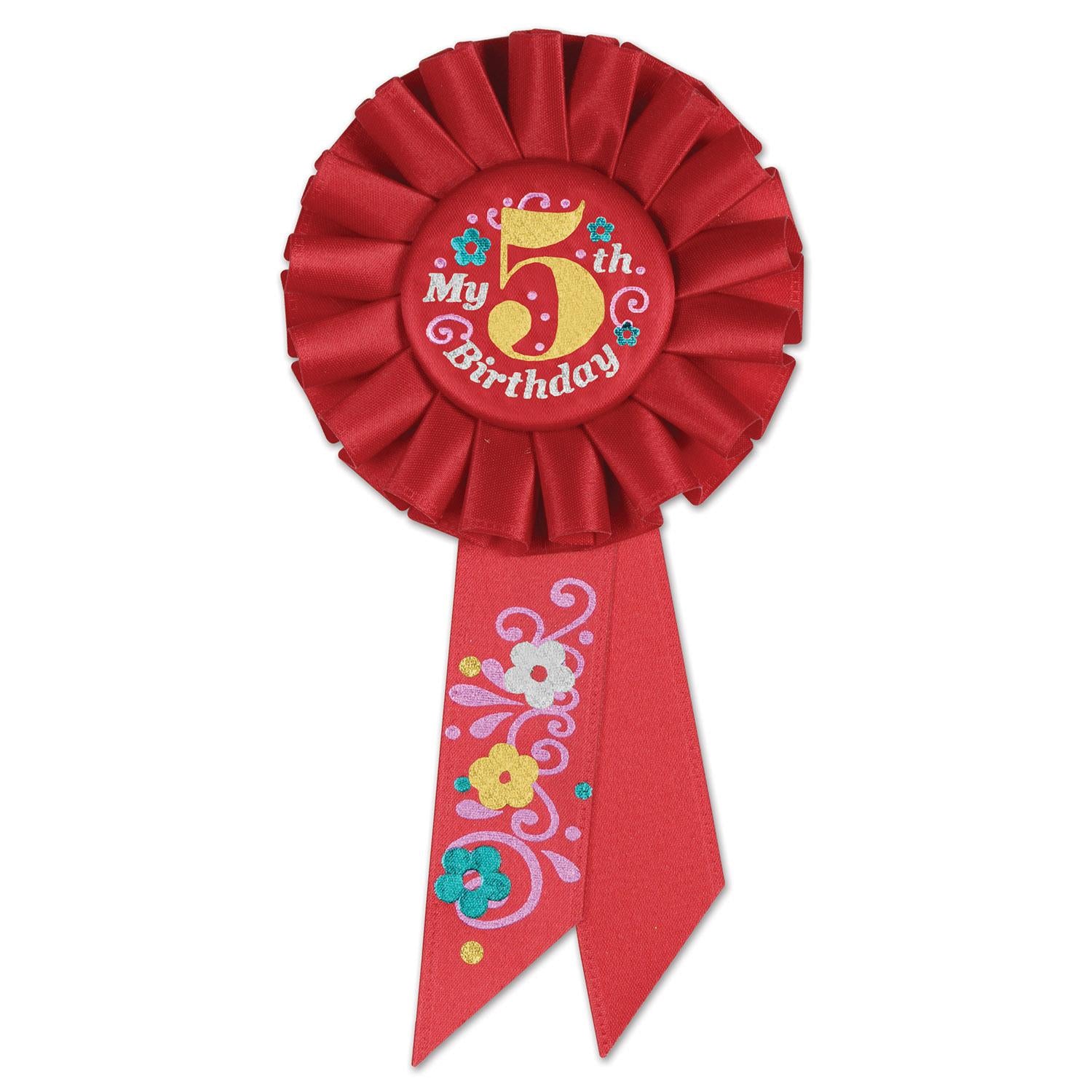 Beistle My 5th Birthday Rosette - red