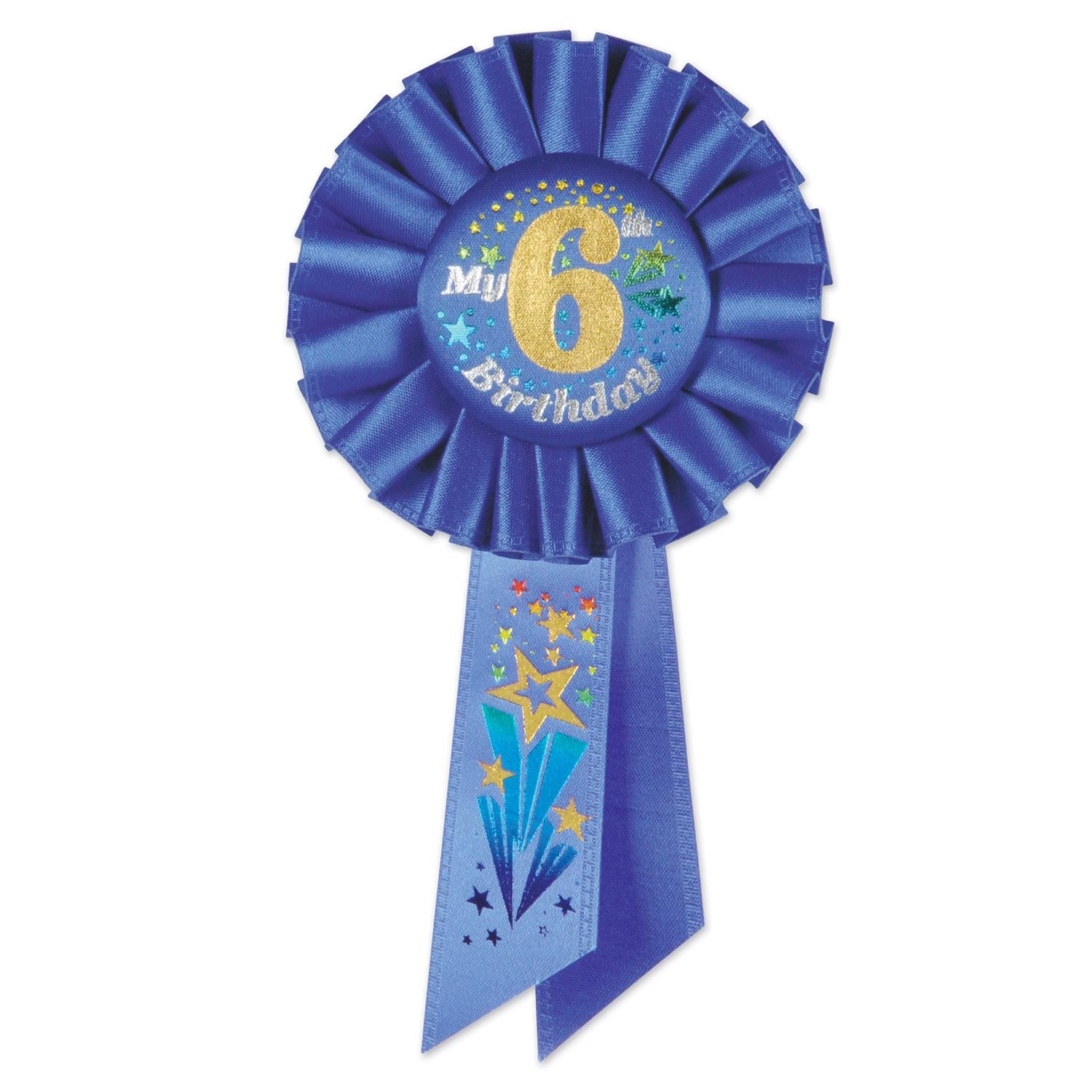 Beistle My 6th Birthday Rosette - blue