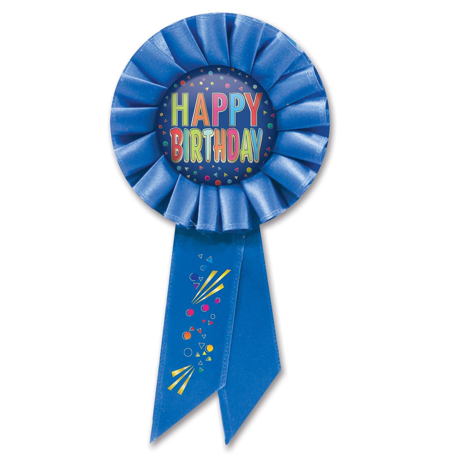 Beistle Happy Birthday Rosette- Blue