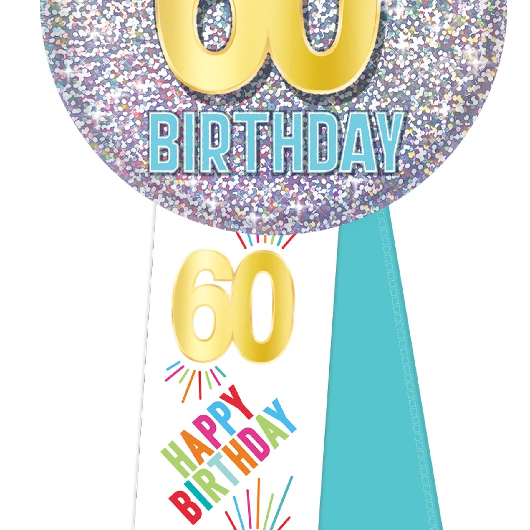 Beistle 60th Birthday Rosette- Blue, White and Glitter