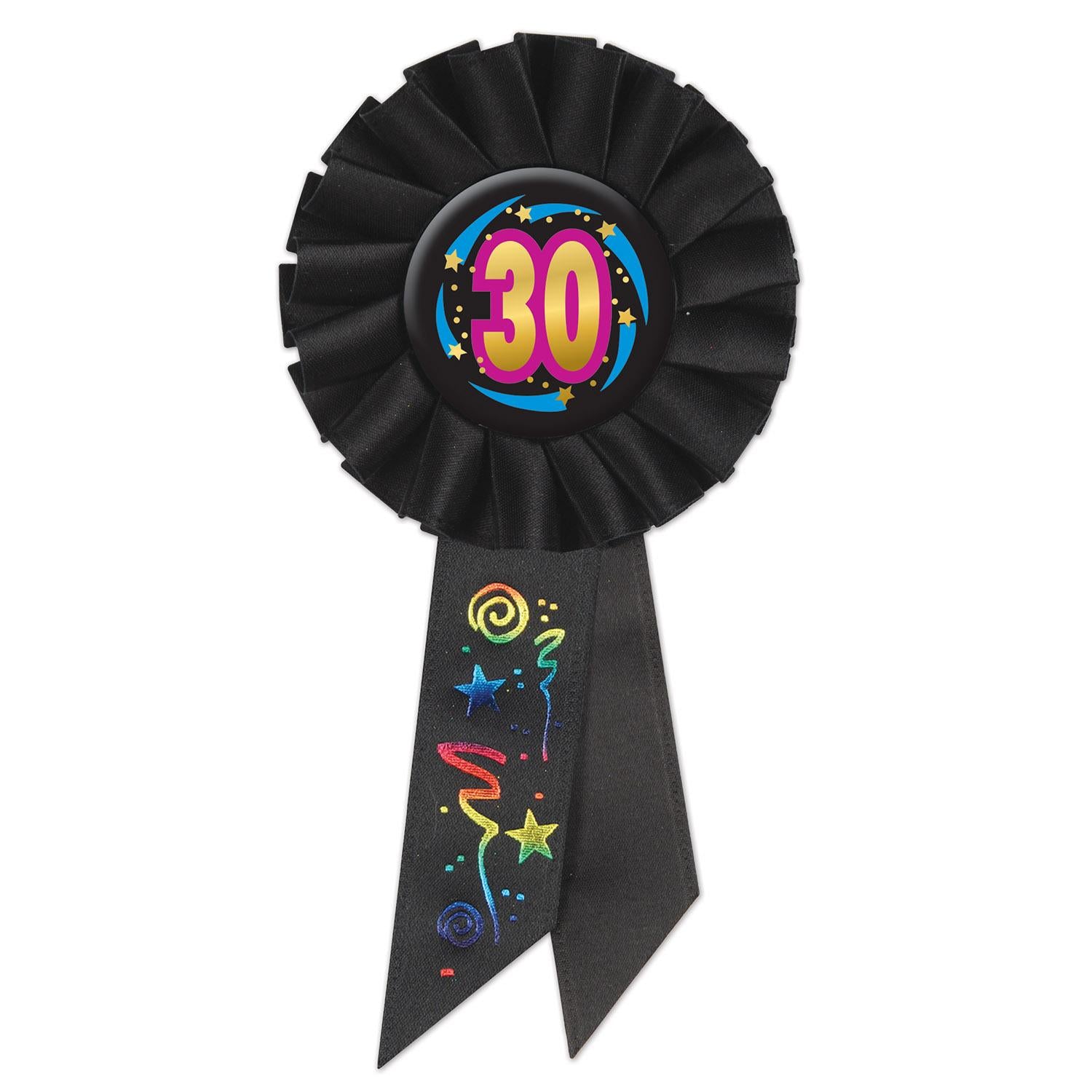 Beistle 30th Birthday Rosette- Black