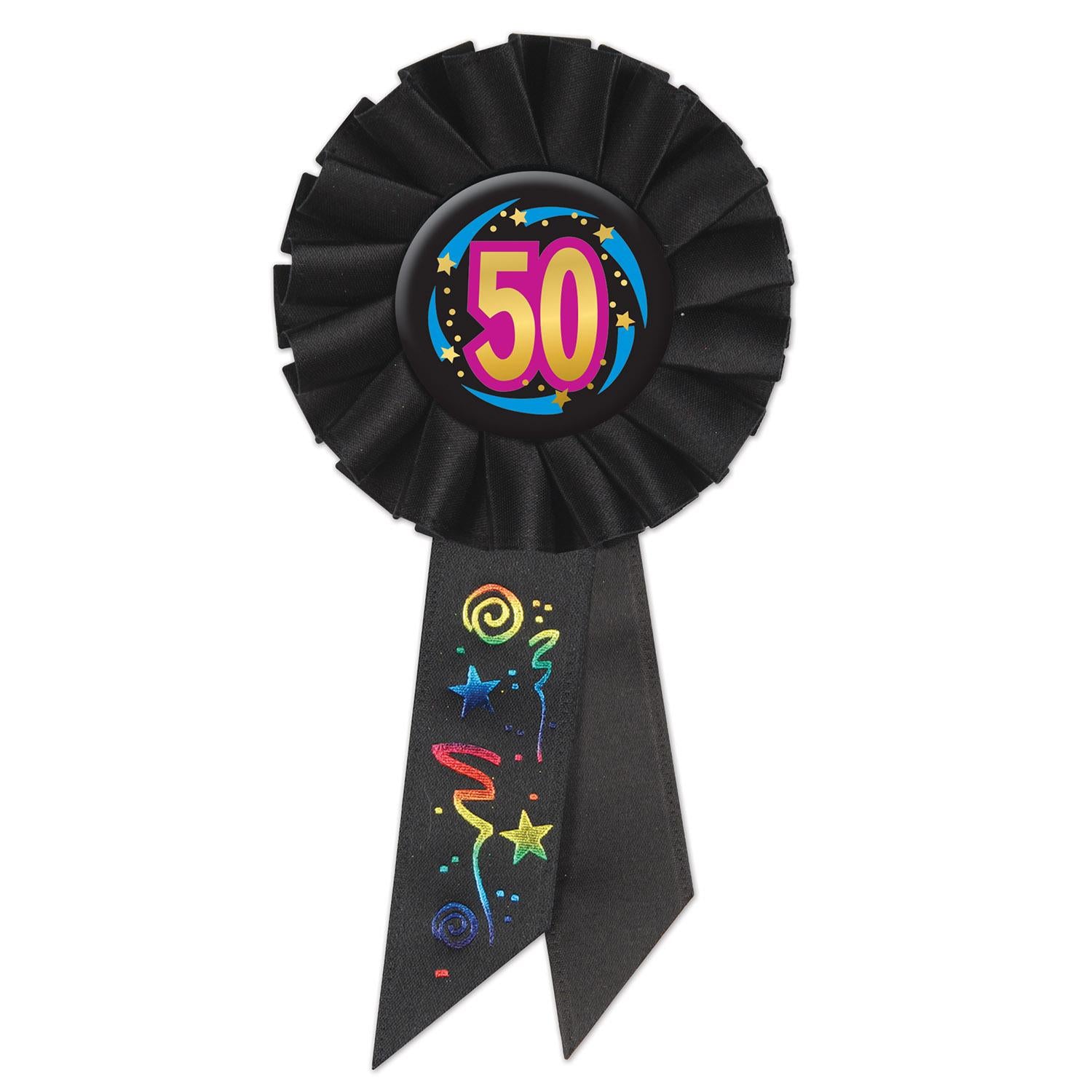 Beistle 50th Birthday Rosette- Black