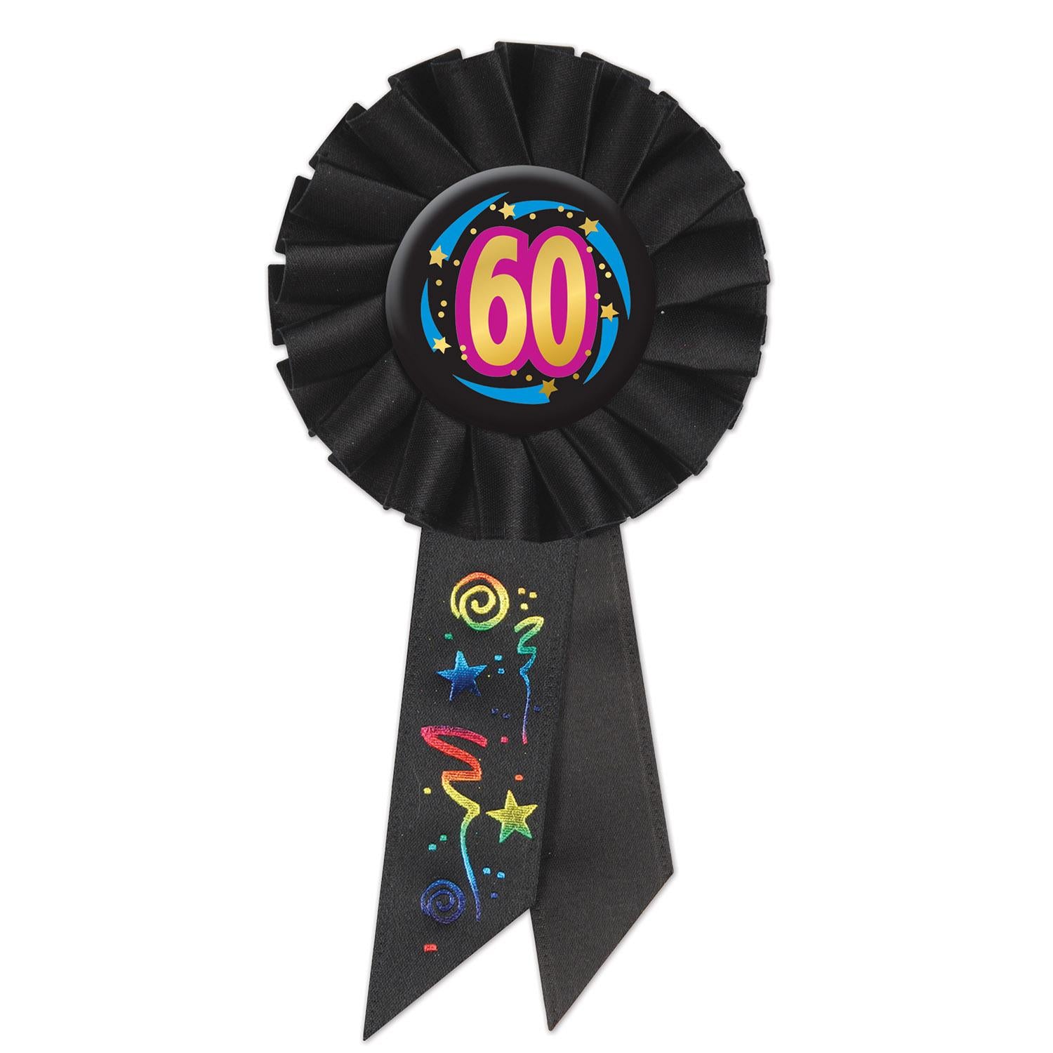 Beistle 60th Birthday Rosette- Black