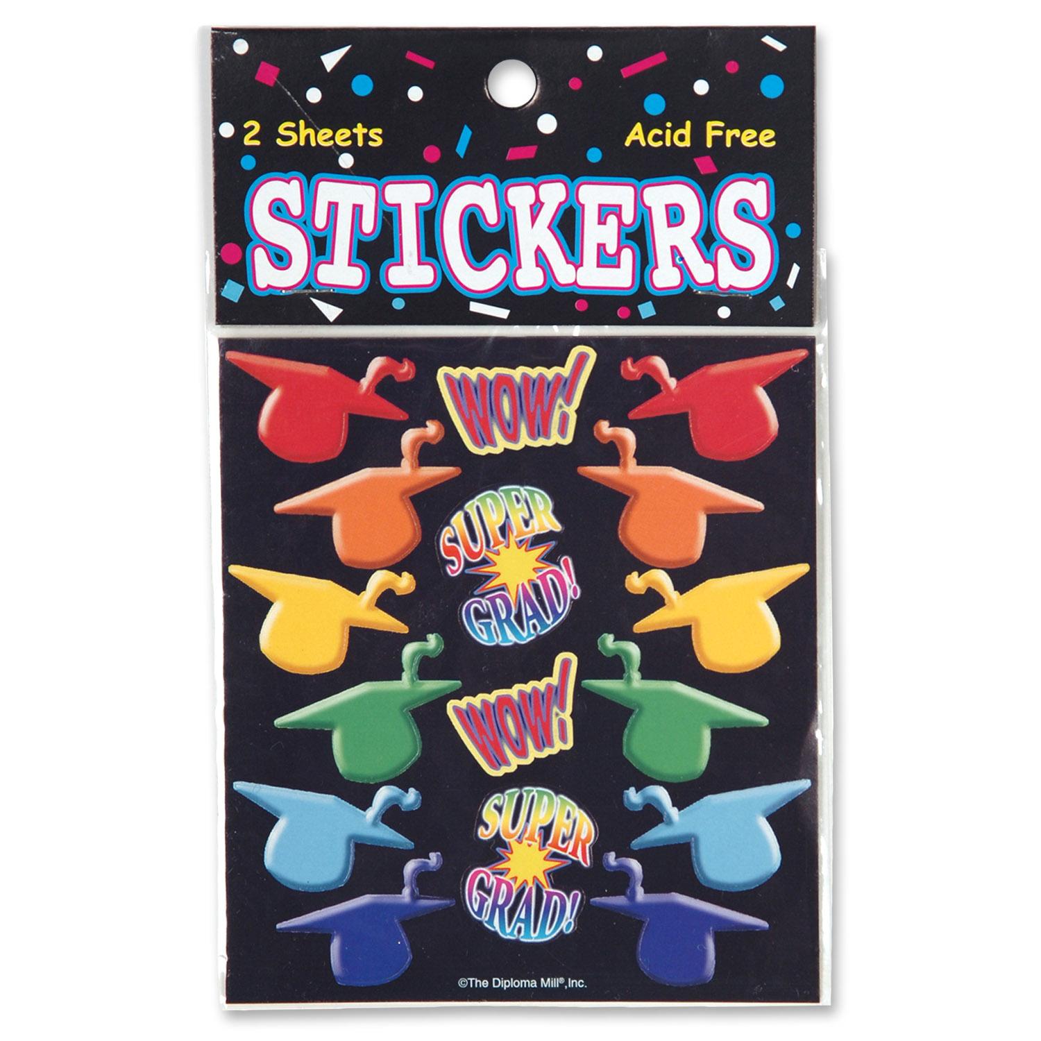 Beistle Super Grad Graduation Party Stickers (2 Sheets/Pkg)